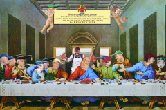 L'ultima cena di Leonardo rivisitata in tema goliardico